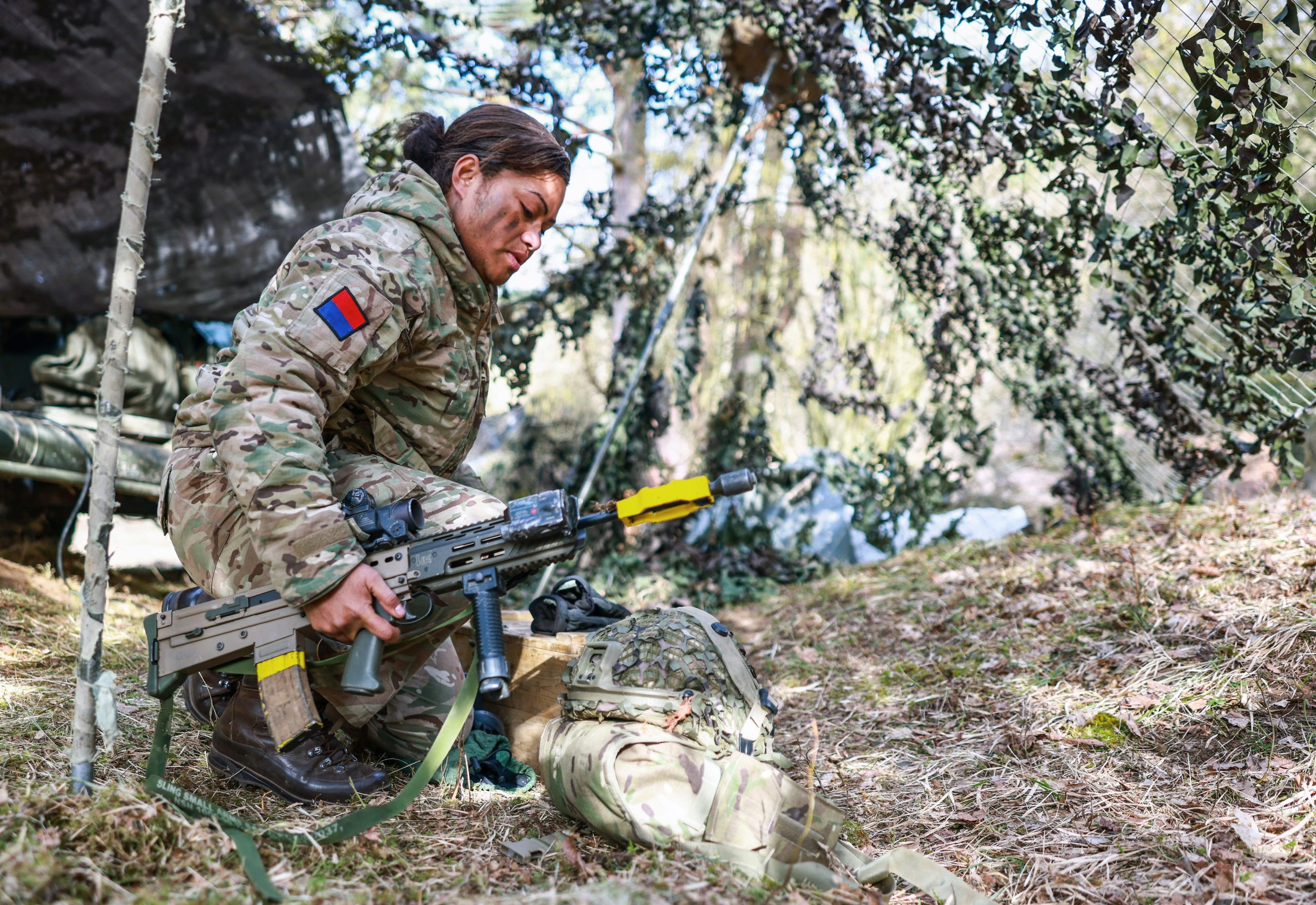A British soldier of a gun battery attends the Allied Spirit 25 exercise in Hohenfels, Germany