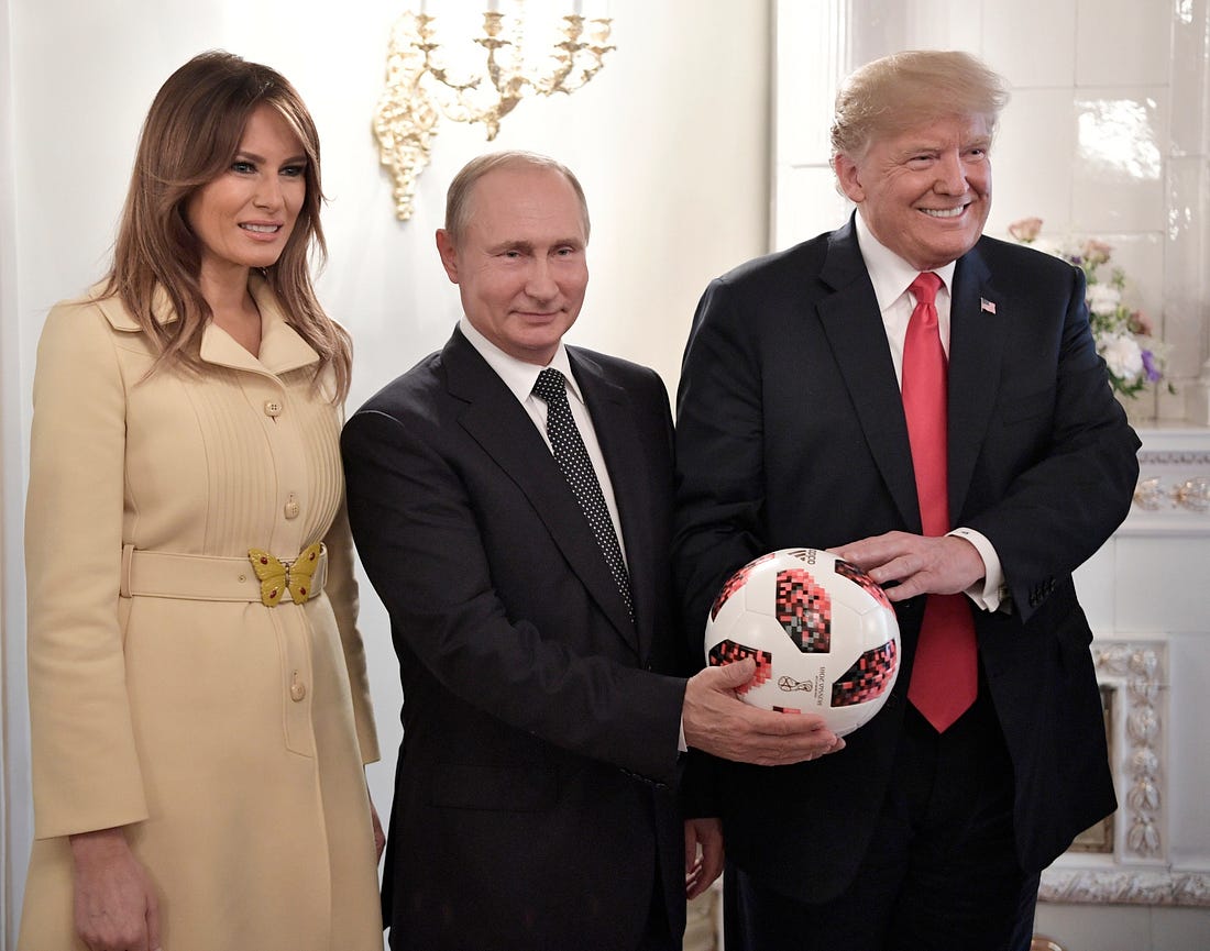 Melania Trump, Vladimir Putin and Donald Trump in Helsinki in 2018
