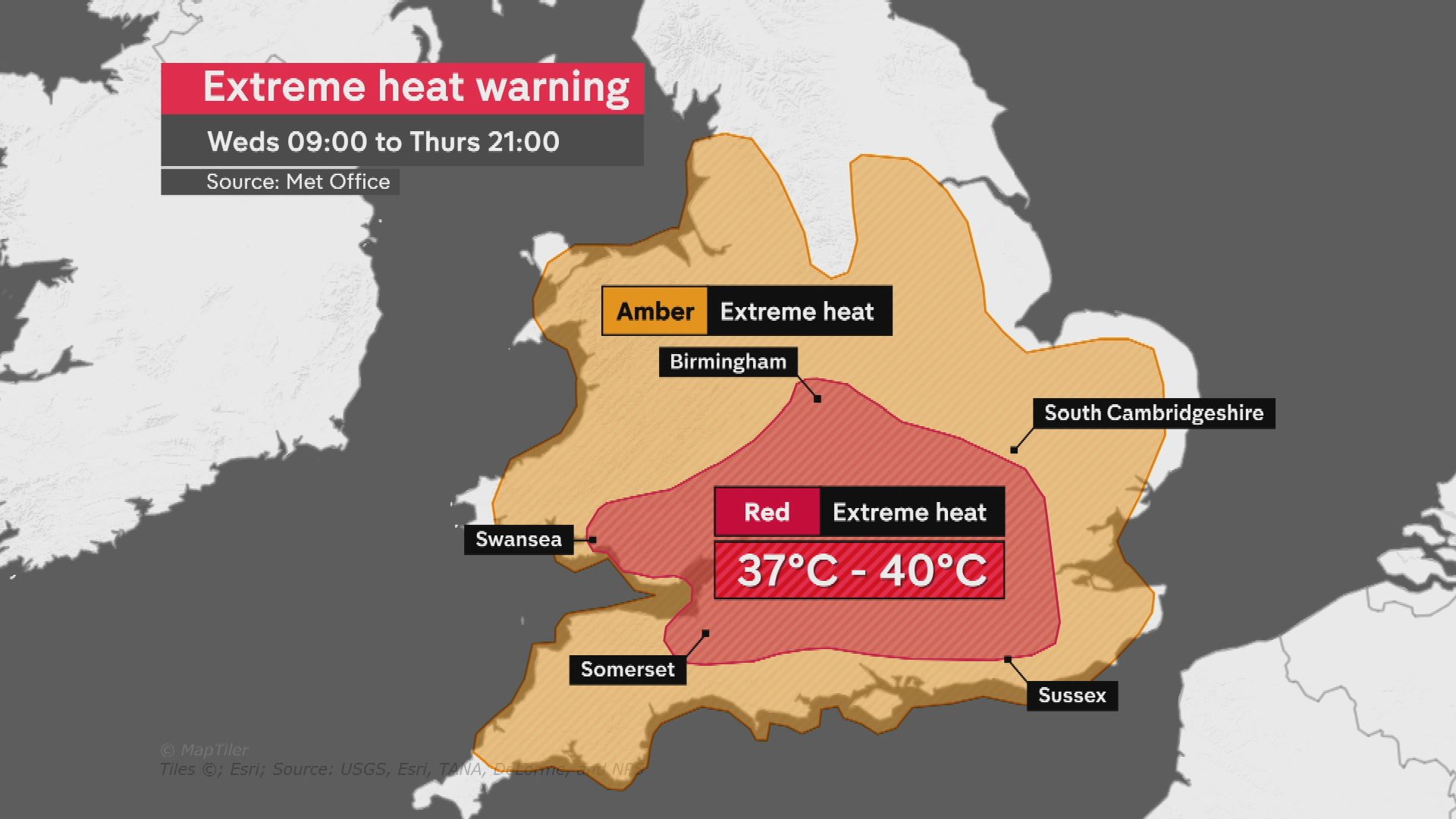 Red extreme heat warning – temperatures could reach 40C in parts of UK ...