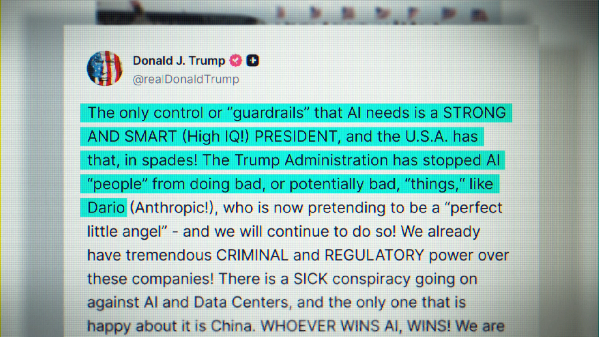 Trump downplays AI risk calling it a ‘sick conspiracy’